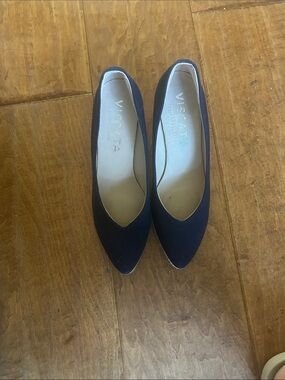 Viscata Navy Pointed-Toe Slip-On Flats